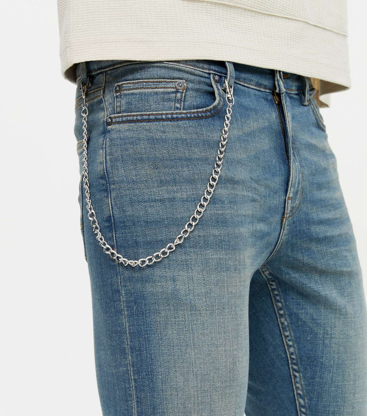 Bright Blue Side Chain Skinny Jeans Image 3