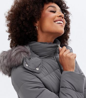 Grey belted hot sale puffer jacket