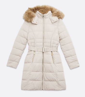 stone belted puffer jacket