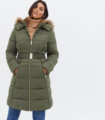 new look khaki puffer coat