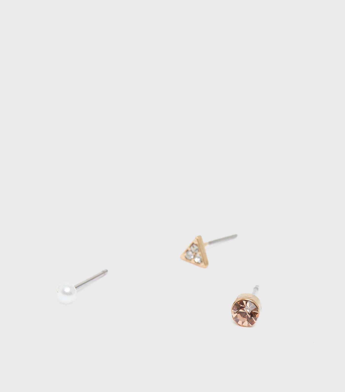 9 Pack Gold Diamanté Mixed Stud Earrings Image 2