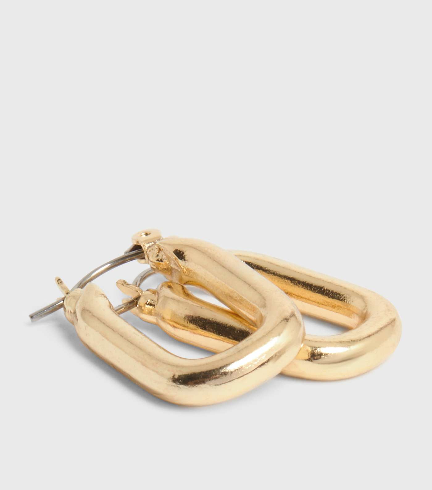 Gold Oval Hoop Earrings Image 3