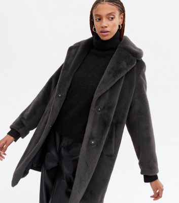 Dark grey fur coat best sale