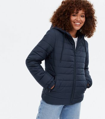 Navy Hooded Puffer Jacket | New Look