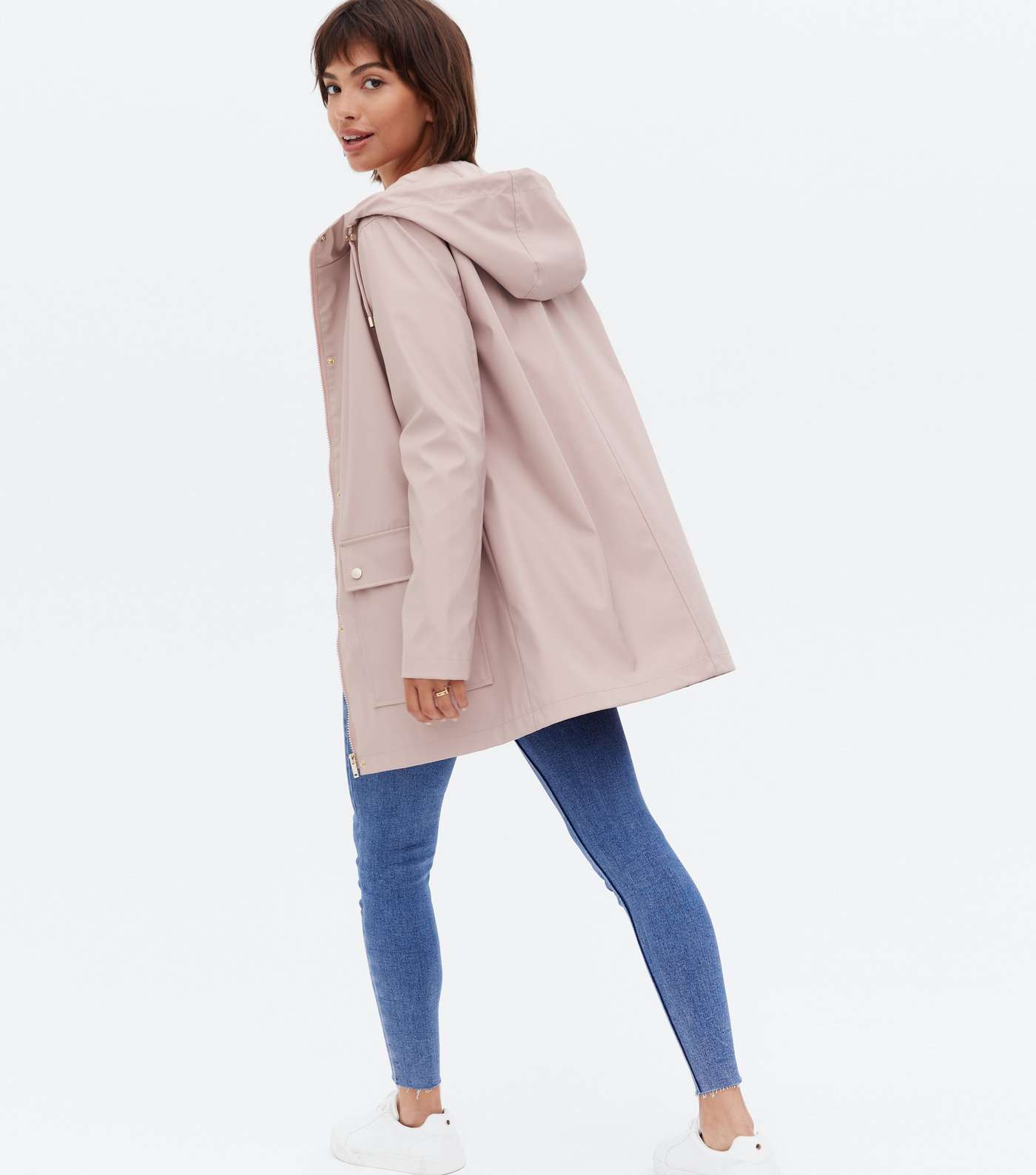 Pale Pink Hooded Long Anorak Image 4