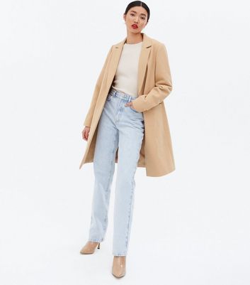 new look tailored coat in camel