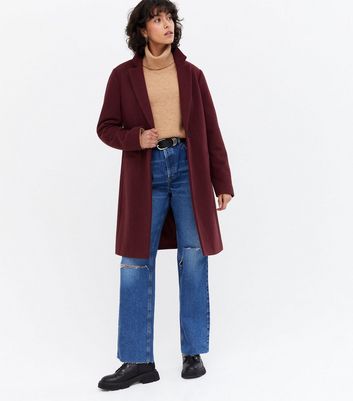 New look burgundy on sale coat