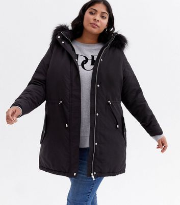 New look black parka sale