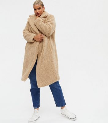 Camel longline teddy clearance coat