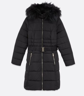 faux fur long puffer jacket