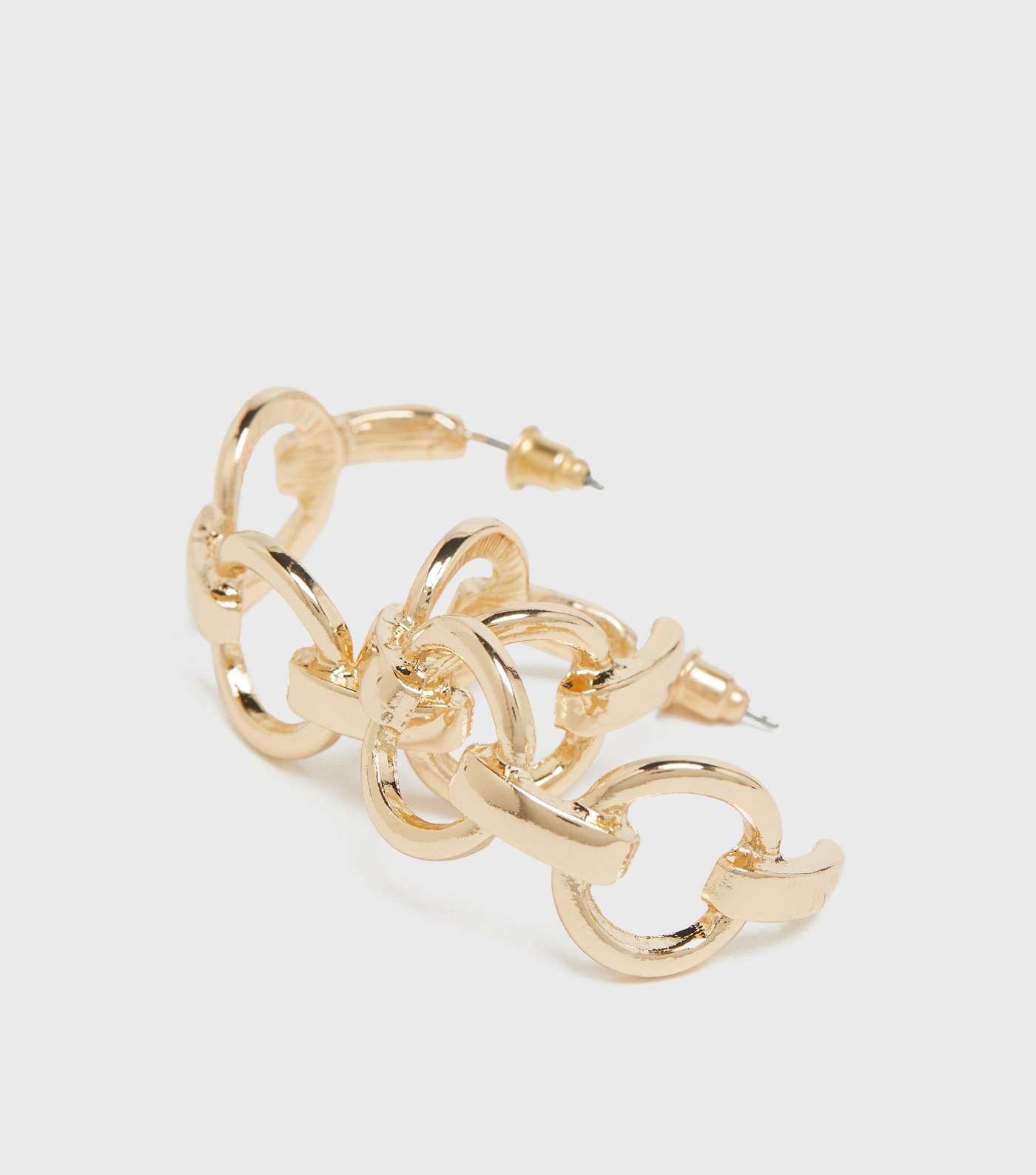 Gold Chain Interlock Hoop Earrings Image 3