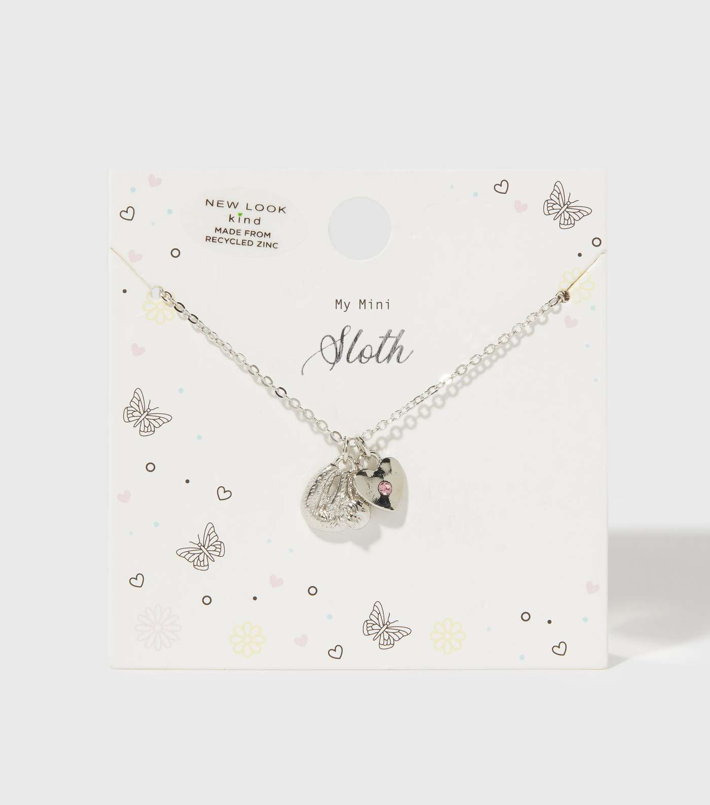 Girls Silver Sloth Pendant Necklace