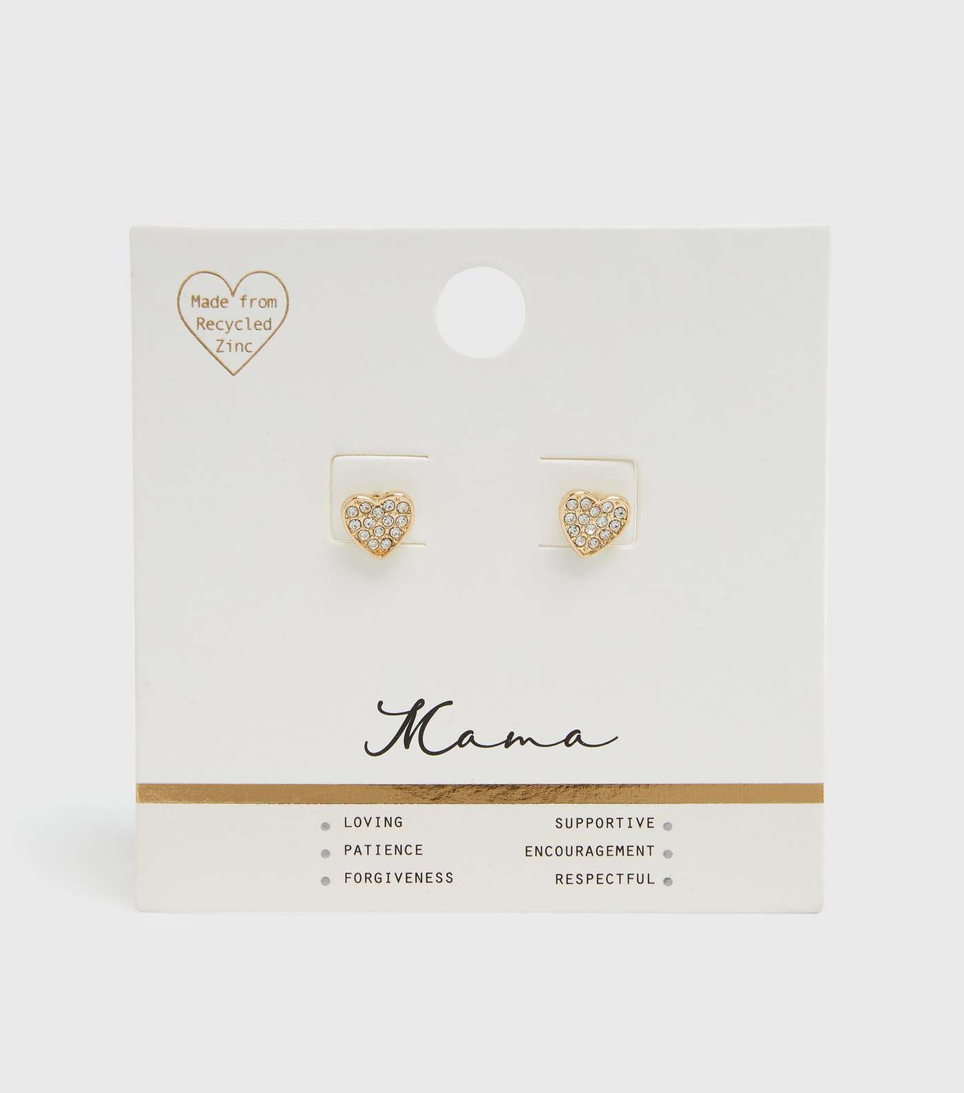 Gold Mama Diamanté Heart Stud Earrings