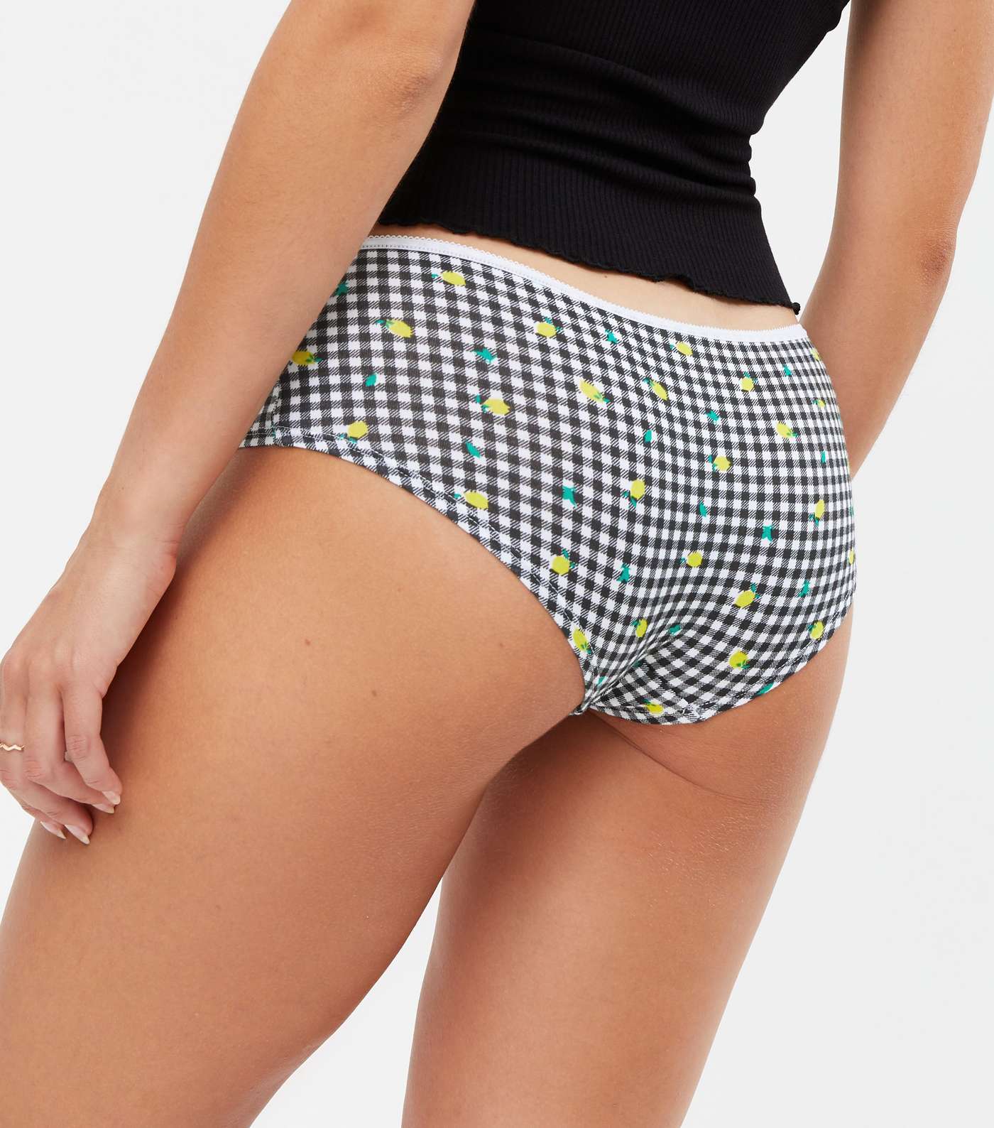 5 Pack Yellow Grey and Black Gingham Briefs Image 4