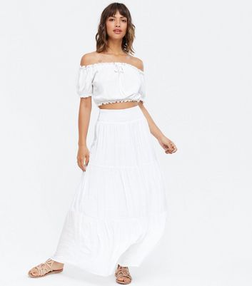 White tiered shop skirt uk