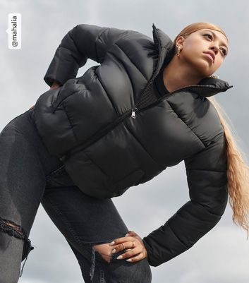 Black Boxy Puffer Jacket New Look