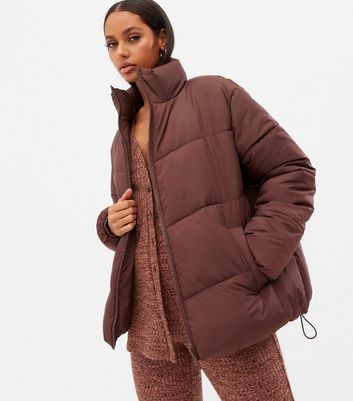 brown puffer jacket new look