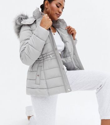 New look grey hot sale padded coat