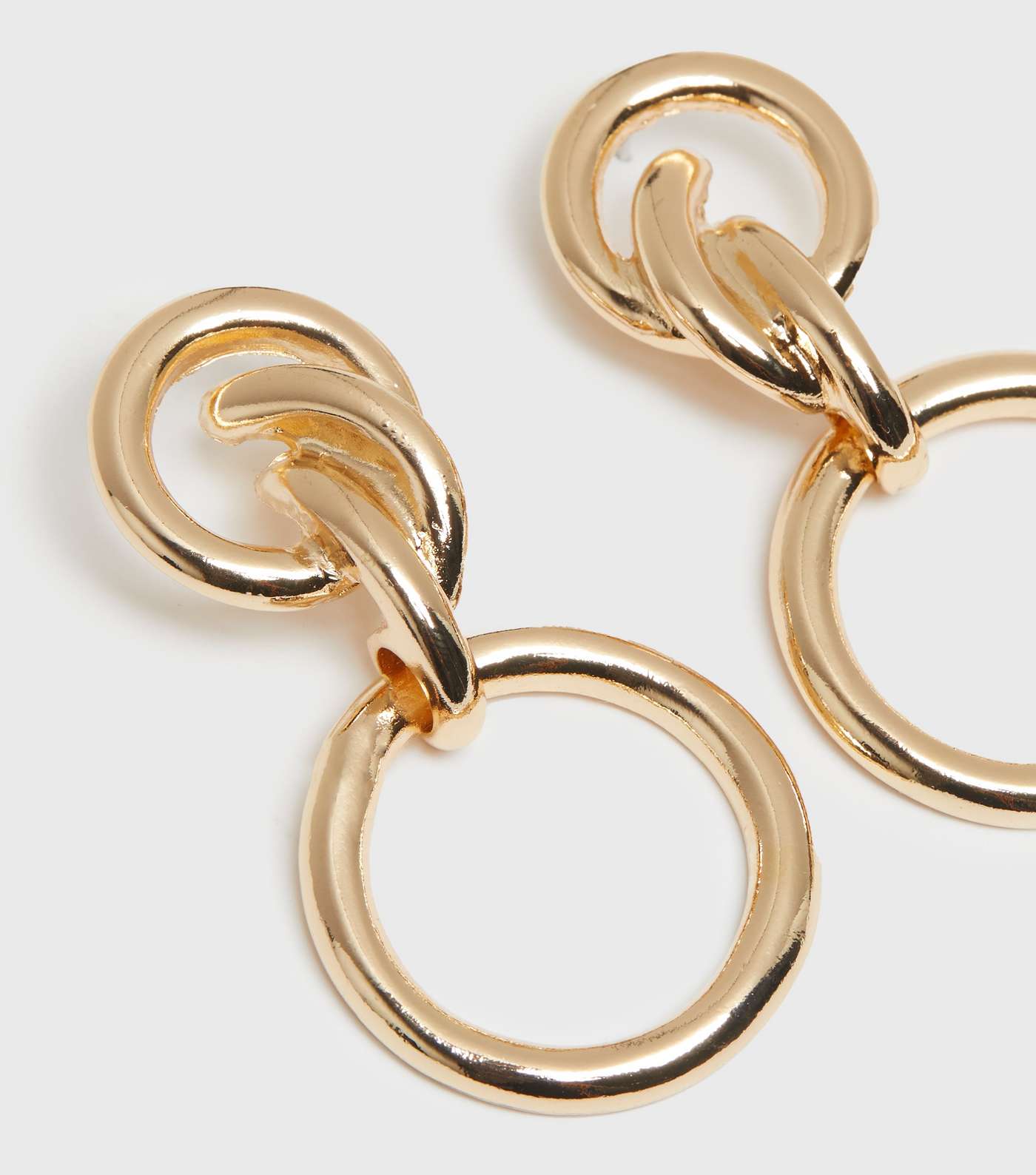 Gold Knot Double Circle Drop Stud Earrings  Image 3