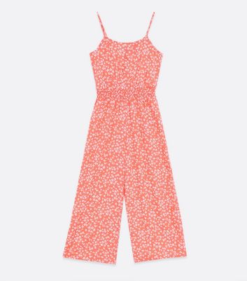 Girls Orange Floral Strappy Crop 
