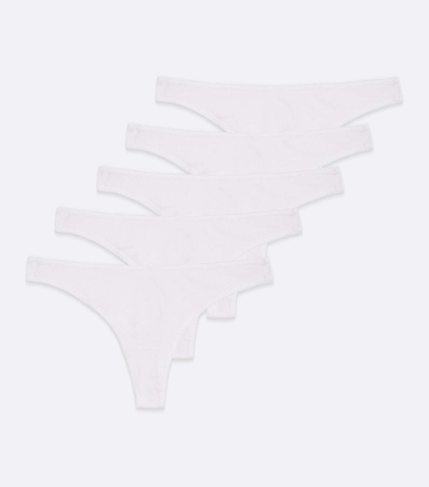 5 Pack White Cotton Thongs Image 5