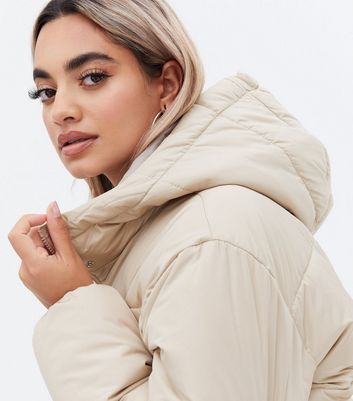 Petite Stone Belted Long Puffer Jacket 