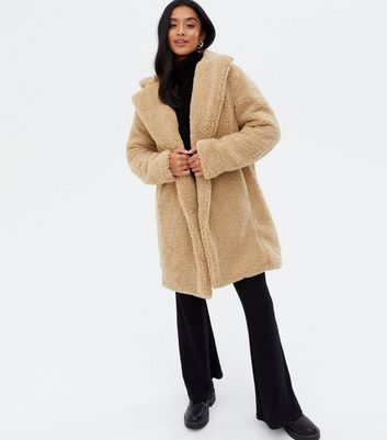 long camel teddy coat