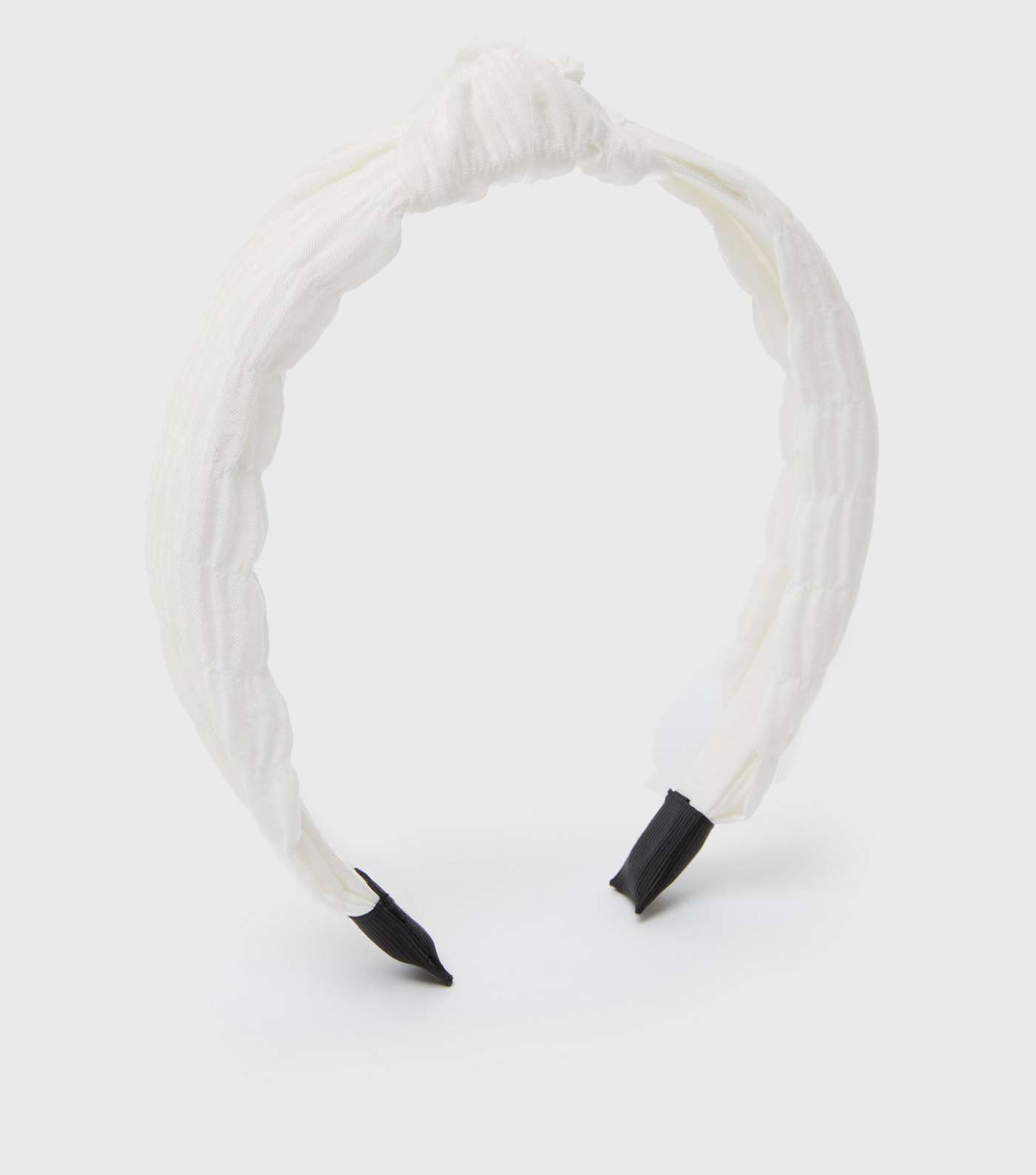 Off White Shirred Knot Headband