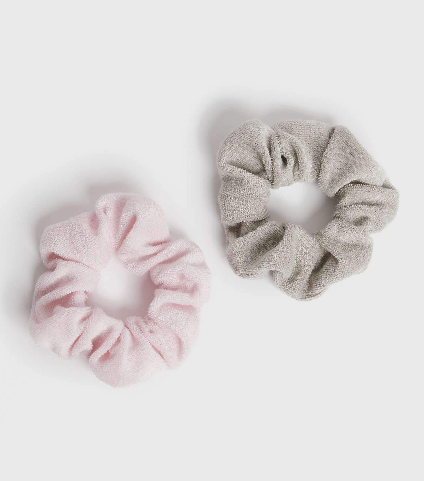 2 Pack Pink and Grey Towelling Scrunchies