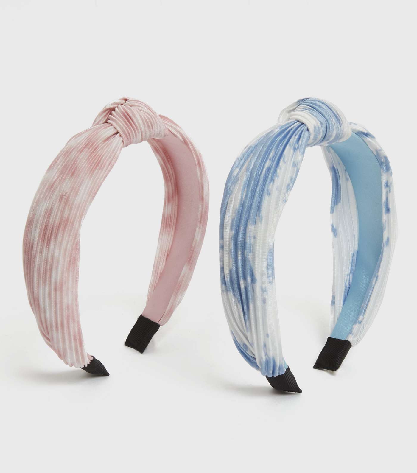 2 Pack Multicoloured Tie Dye Plissé Knot Headbands