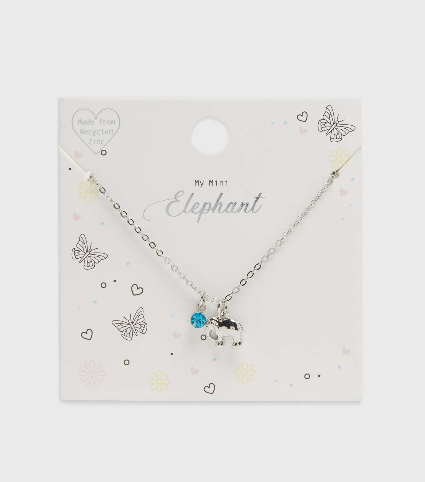 Girls Silver Diamanté Elephant Pendant Necklace
