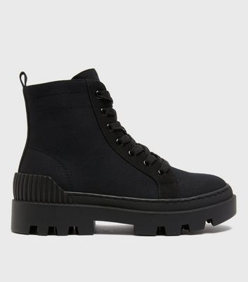 Black Canvas Chunky High Top Shoes 