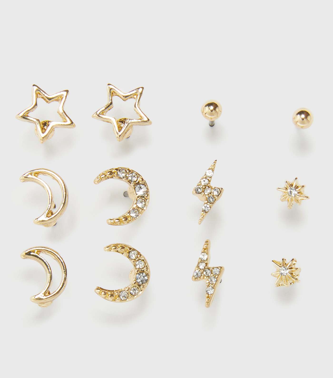 6 Pack Gold Celestial Diamanté Stud Earrings  Image 2