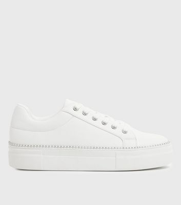 White platform trainers sale new look