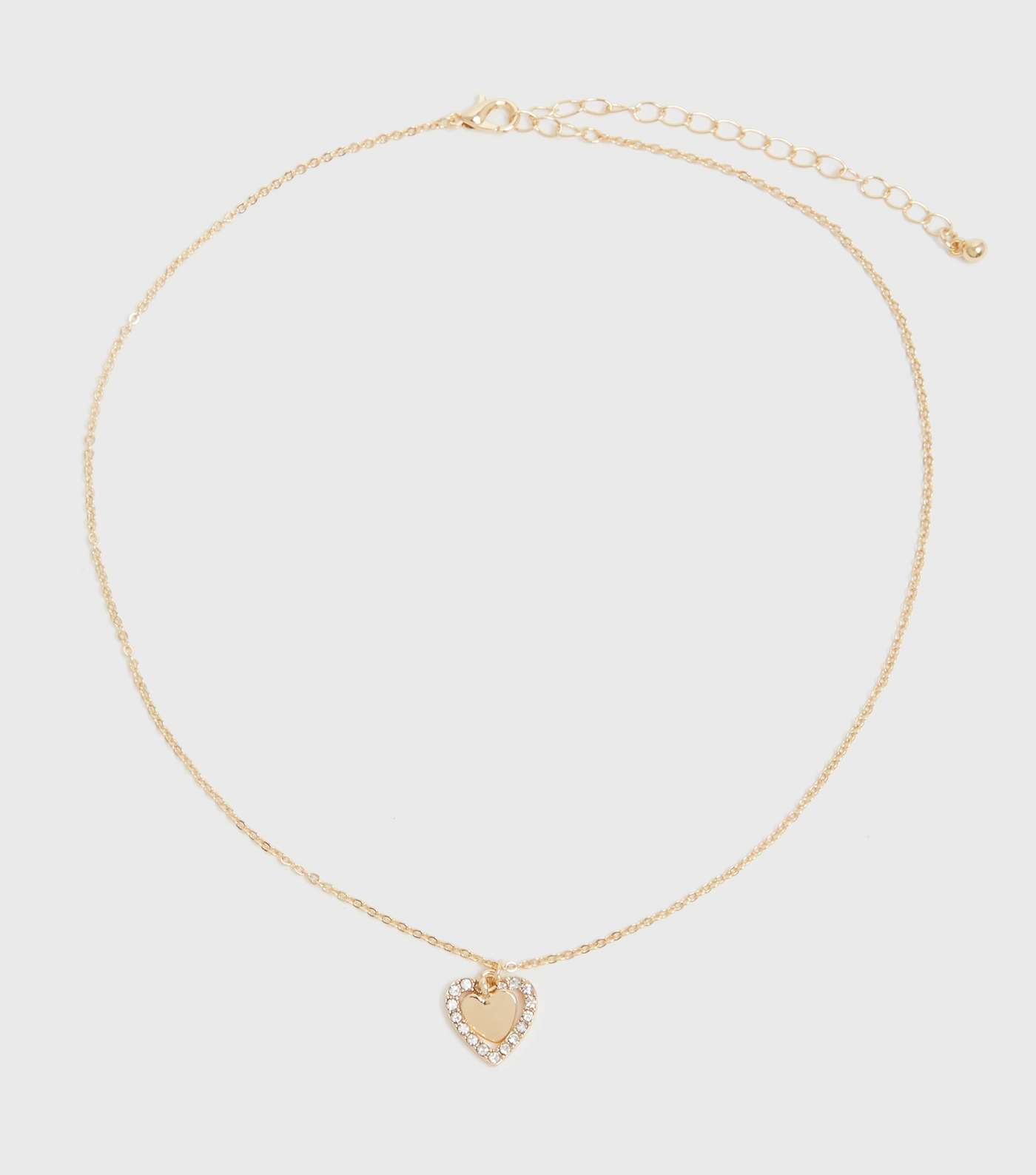 Gold Diamanté Double Heart Pendant Necklace