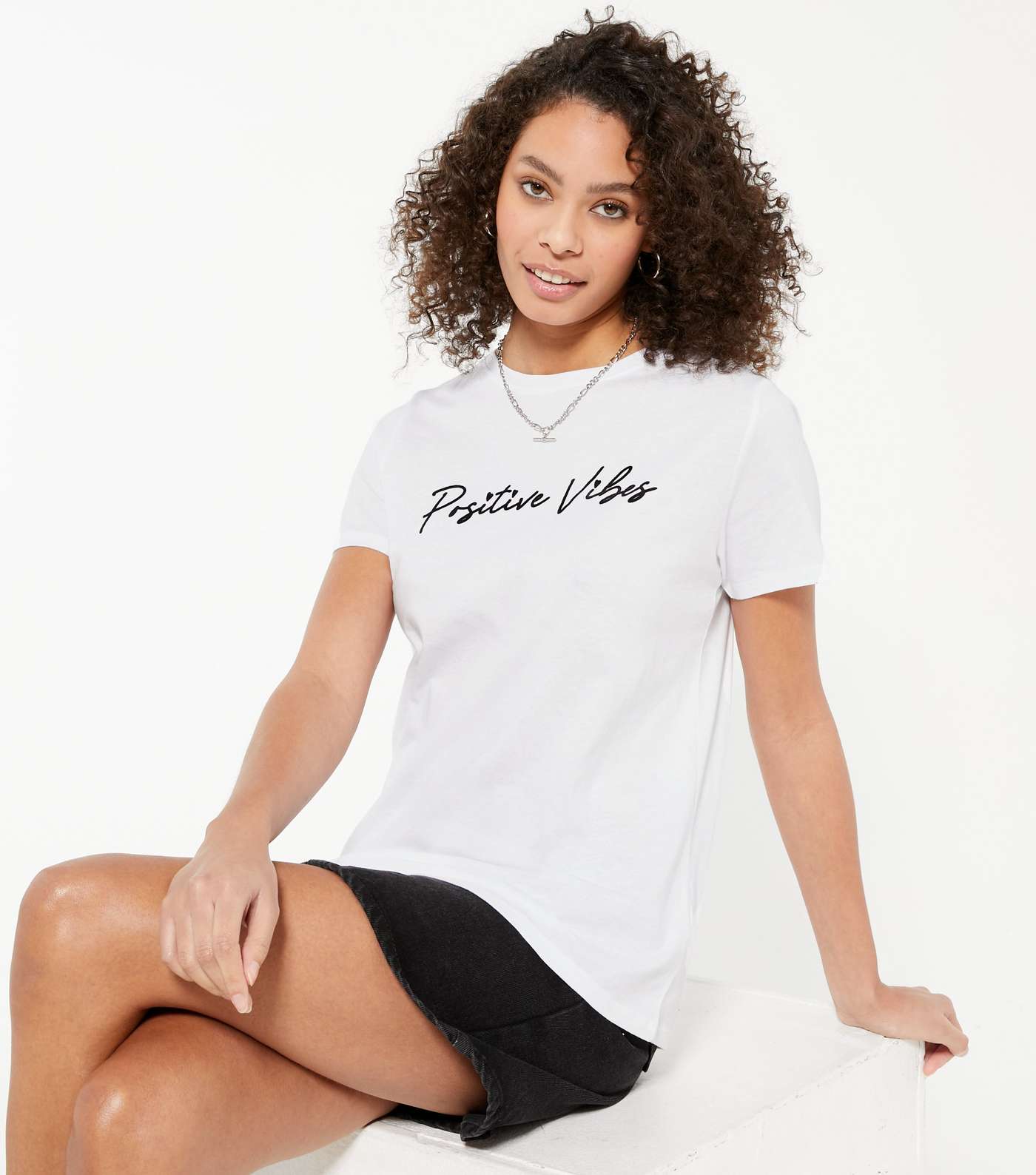 White Positive Vibes Logo T-Shirt 