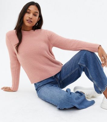 Pink Ribbed Fluffy Knit Jumper