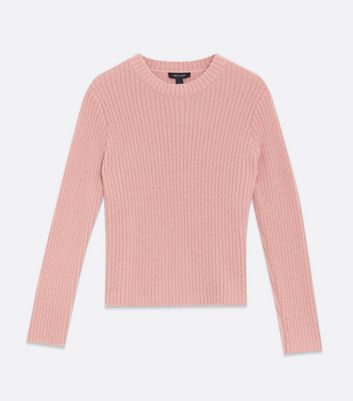 Pink Ribbed Fluffy Knit Jumper New Look