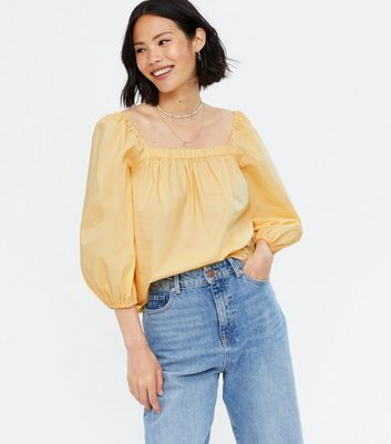 Yellow square best sale neck top