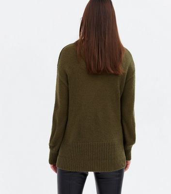 khaki v neck jumper