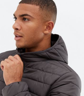 hooded puffer coat dark grey