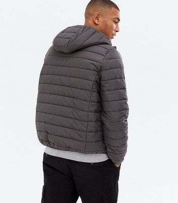 hooded puffer coat dark grey