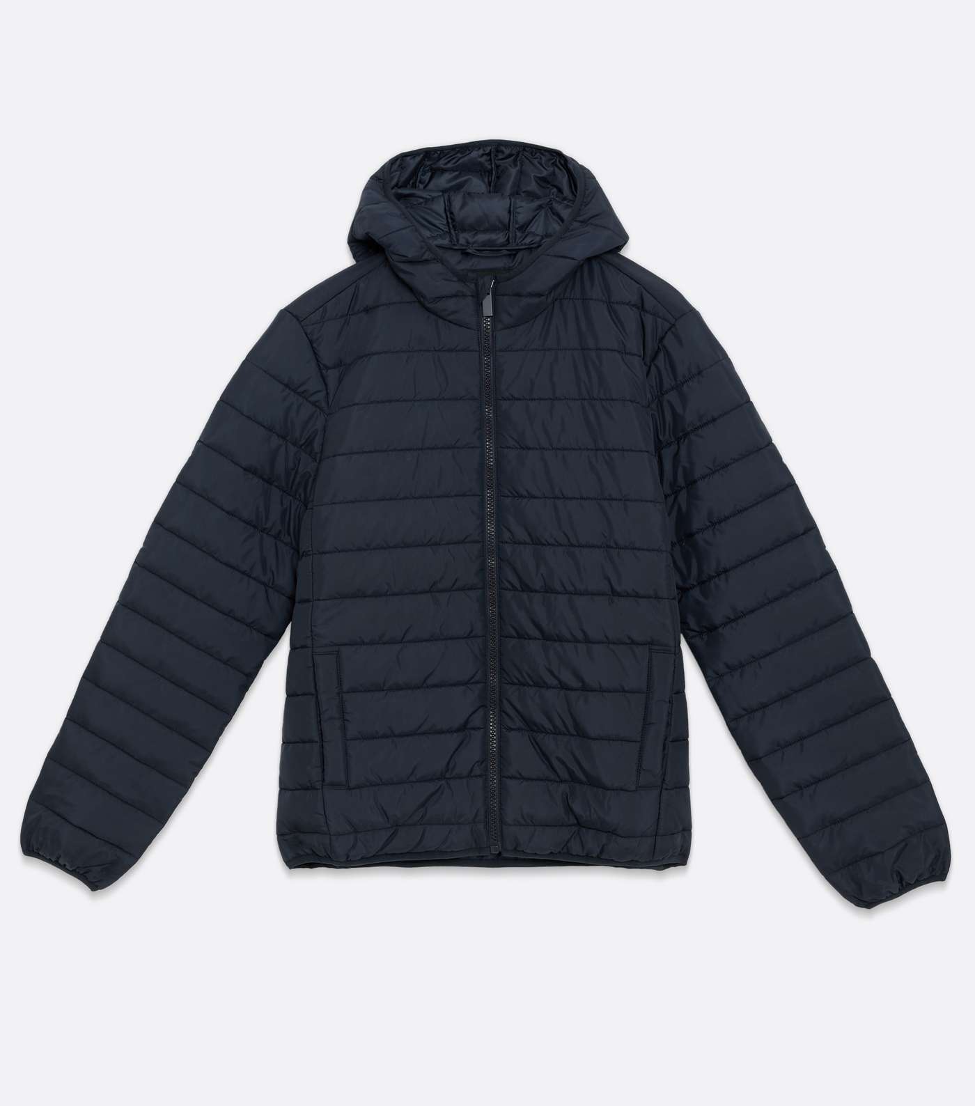 Navy Hooded Puffer Jacket Image 5