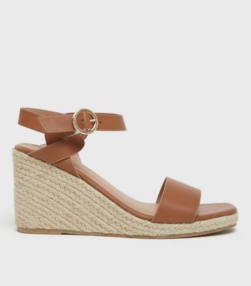 Wide fit tan wedge on sale sandals