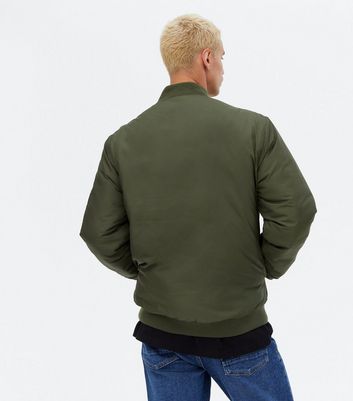 khaki padded bomber jacket