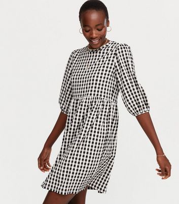 black and white check dress new look