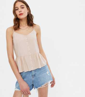 Light Brown Button Peplum Cami