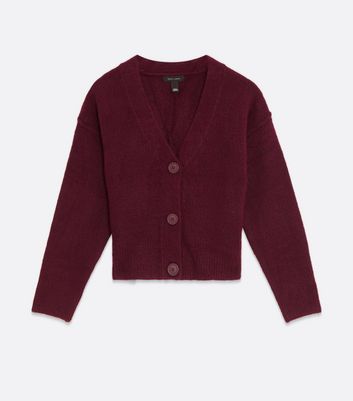 Burgundy Exposed Seam Cardigan | New Look