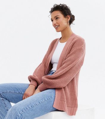 Pink puff sleeve cheap cardigan