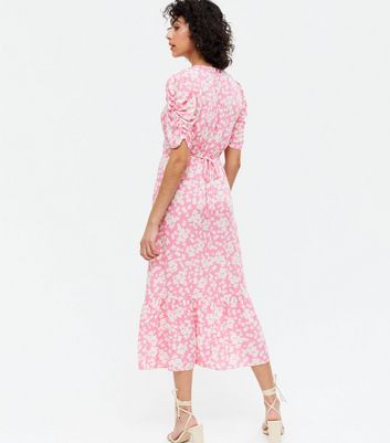 puff sleeve midi dress new look